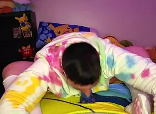 Chubby Femboy Makes Sounds While Jerking His Cock Until He Cums