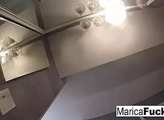 Marica in sexy lingerie masturbates in front of the mirror.