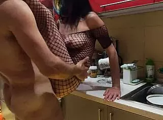 wife and husband have the best homemade sex in the kitchen with anal