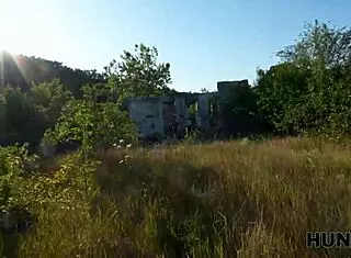 Sexy Russian Girlfriend Cheats Outdoors