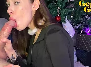 Feel The Passion In This Christmas Deepthroat And Huge Facial