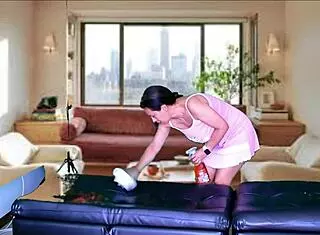 Cleaning lady with hairless pussy gets monster cock ripped clothes and assfucking