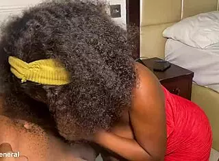 Ebony housewife lures neighbor to bedroom for huge wet clit fucking!