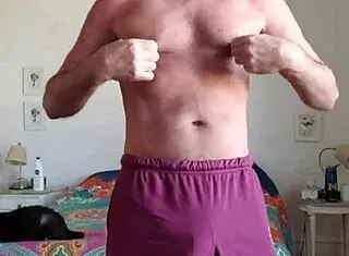 i'm pervy papifachero trying to stay warm in the snow by rubbing my daddy boner bulge in my n2n shorts and pink thong