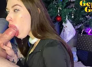 Feel The Passion In This Christmas Deepthroat And Huge Facial