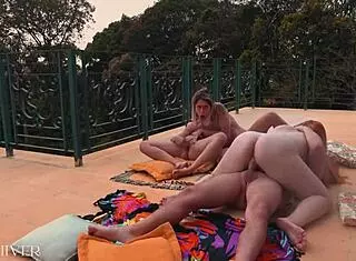 Young Girls Lick and Pleasure in Busty Redhead Group