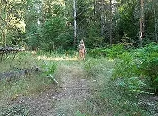 I'm a cute blonde flashing outdoors.