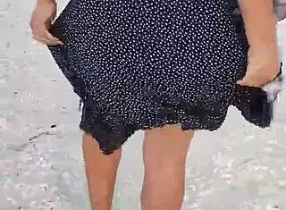 Mexican Whore Exhibits Tits and Ass on Public Beach