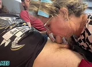 friends enjoy brazilian blonde milf with big tits in interracial double penetration on couch