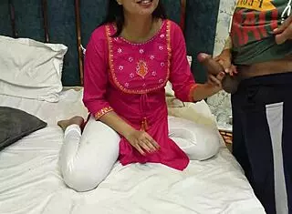 I let my stepbro share his bed with me for the night, but things got rough with first-time anal and dirty talk in Hindi audio.