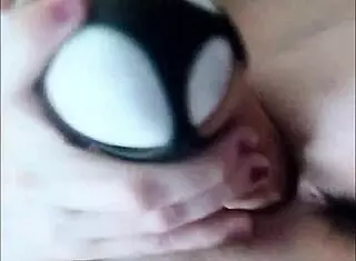 Large Thick Dildo Rips Clothes Dripping Wet Pussy