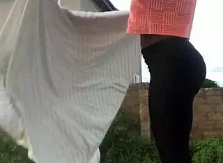 Crazy bitch, why keep folding clothes while twerking like that?