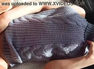 Cute amateur girl with big fake tits in a sexy sweater gets creampie from brunette petite whore in homemade scene.