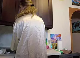 hey, that stuck teacher got bent over for a quick doggy ride and moaned so loud