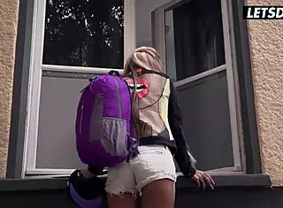 i feel this big tits blonde daisy lee fucking a monster bbc in the dorm spooning style, with cum on boobs and moaning as roommates