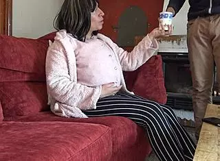 pregnant stepmother touching her virgin stepson's cock for the first time