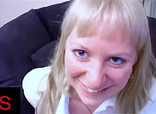 blonde milf with blue eyes gets ass fucked and cumshot on her swollen pussy belly?