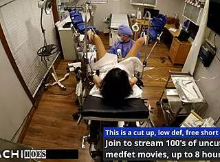 freshman yasmine woods gets mandatory hitachi orgasm from doctor tampa, spreading shaved pussy with toys and fingering in hospital.