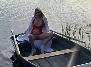 Detailed Outdoor Adventure With Attractive Blonde Wearing Fishnet Attire