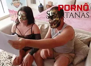 generous cuckold shares his tanned brunette whore for rough interracial anal pounding with creampie and dirty talk