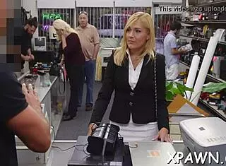 amazing hardcore fucking and sucking action unfolds in the shop with tight pussy pounding.