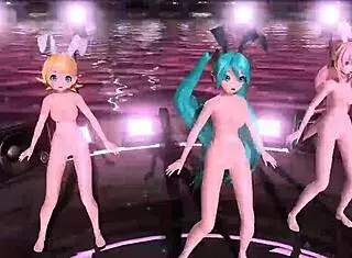 I adore hatsune miku rin luka in full nude bunny costumes with big tits and juicy ass