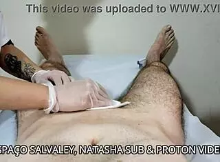 interview and preparation for male wax depilation with tantric massage session