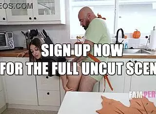 Pervy step papa Violet Gems fucks petite not daughter in kitchen