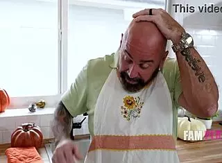 Pervy step papa Violet Gems fucks petite not daughter in kitchen