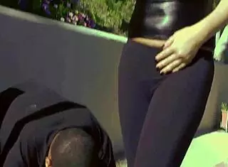 femdom lacie handjobs big black cock for cumshot on big tits in heels