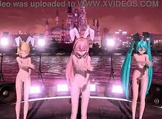 I adore hatsune miku rin luka in full nude bunny costumes with big tits and juicy ass