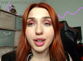 Joi Cumshot from Juicy Babe with Big Ass in Leather Dress!