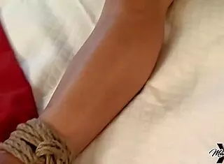 Bound cutie lisa mai gets helpless pussy drilled hard by scott rhodes sex machine