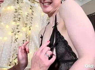 You think this passionate mature lesbian can lick that sexy milf's shaved pussy with big natural tits in British cougar action?