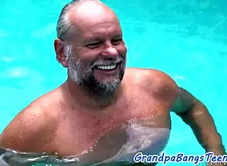 Smalltits Teen 18+ager Gets Facial Cumshot from Grandpa Blowjob