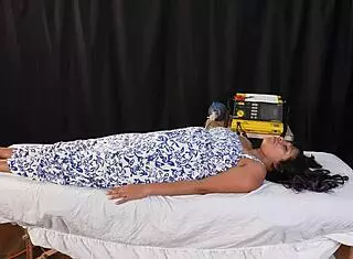 emergency room defibrillation saves patient with big tits nurse help