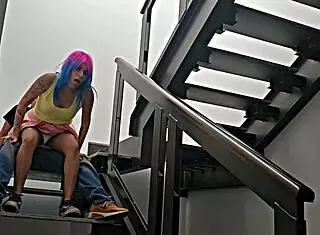 Quick fuck with Mexican neighbor on stairs before we get caught.