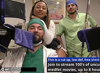 freshman melany lopez undergoes required vibrator session from doctor tampa in florida clinic with latex gloves