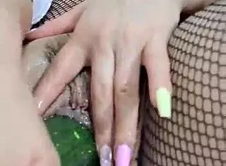 Ardent Colombian Woman Enjoys Cucumber Insertion for Intense Personal Pleasure