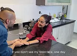 Stepbrother Fucks Allison Sweet Hard in Kitchen with Big Cock Deepthroat Lick and Cowgirl Riding Until Cum