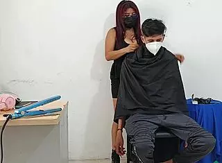Hairdresser dominates pretty student client with big ass in homemade rough fetish fuck