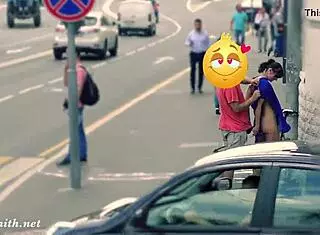 Secret Camera Records Jeny Losing Clothes Outdoors on Busy Street