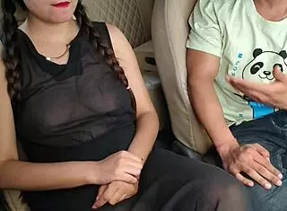Desi girlfriend risky car sex with suck fuck handjob cumshot outdoors