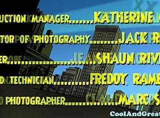 Facialized babe takes cumshot in superhero parody threeway with doggystyle bent over roleplay