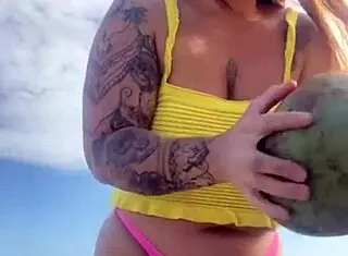 Feeling the Thrill of Wearing a Bikini That Splits My Swollen Pussy