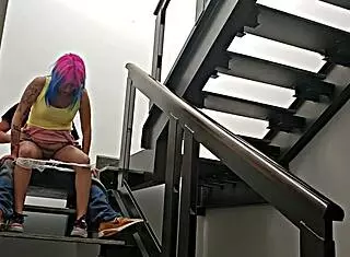 Quick fuck with Mexican neighbor on stairs before we get caught.