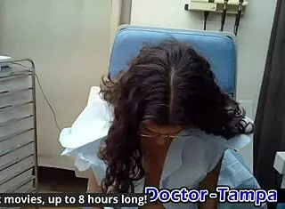Dr tampa performs aria nicoles yearly physical with petite shaved pussy spreading!