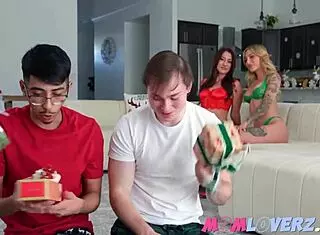 Stepsons Eagerly Stuff Their Stepmoms' Stockings with Holiday Surprises in Reality Scenes