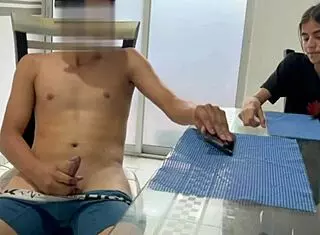 Horny stepbrother caught jerking off his cock so I decide to help him out with a full session