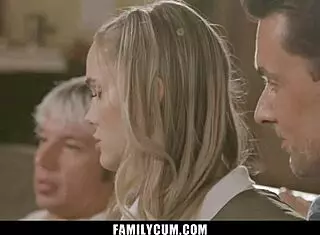 Stepdaughter handles daddy and step brothers cock professionally